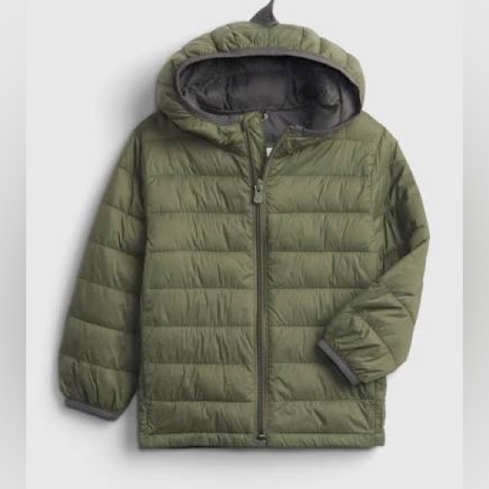 GAP BABY green dinosaur water resistant puffer jacket, 18-24 months